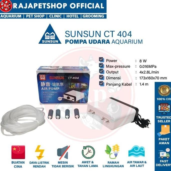 Aerator 4 Lubang Sunsun Ct 404 100% Pompa Udara Original Sunsun Kualitas Terbaik Harga Termurah