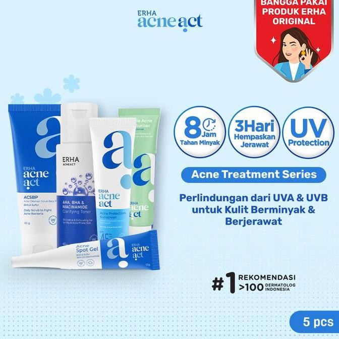 Asli Erha Acne Treatment Series - Paket Skincare Wajah Berjerawat Lengkap & Aman