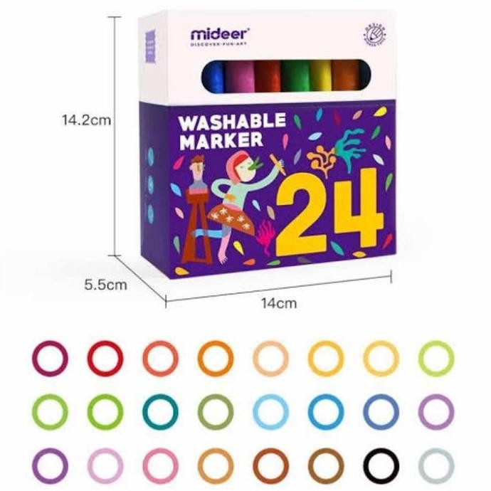 

MIDEER WASHABLE MARKER 24 PC SPIDOL WARNA ORIGINAL DAN TERPERCAYA