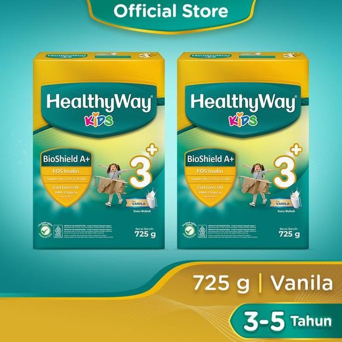 terbaru healthyway kids 3+ susu formula anak 3 tahun ke atas rasa vanilla 725gr (2 box)