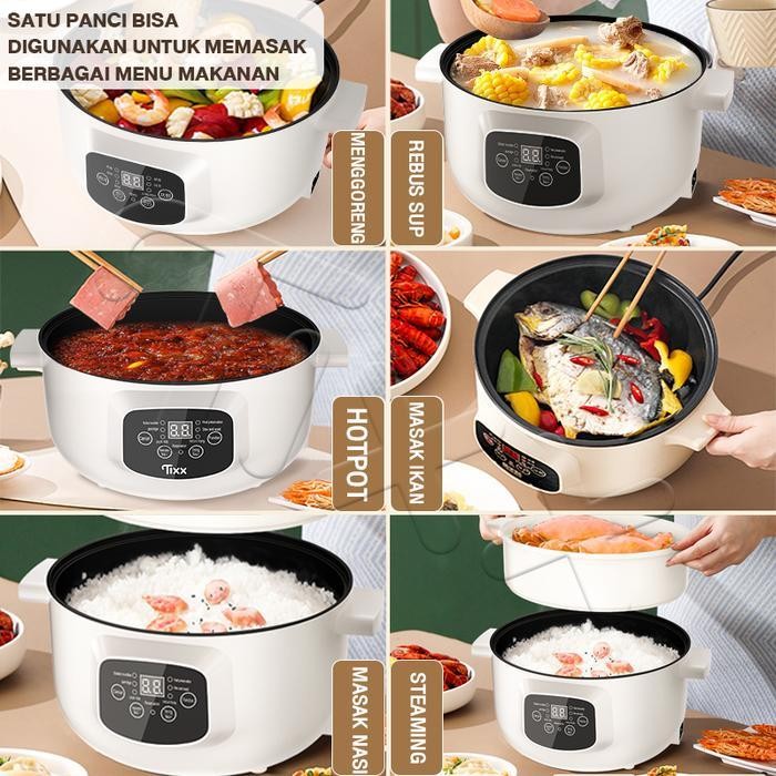 Tixx Periuk Listrik Serbaguna Dengan Dandang, Cocok Untuk Mahasiswa Di Asrama Dan Penggunaan Rumah T