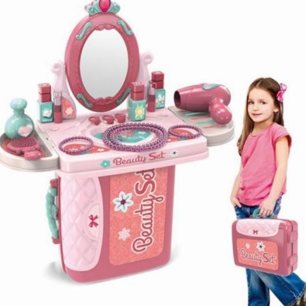 DISKON MAINAN MAKE UP BEAUTY SET ANAK - KOPER SALON MINI TAS KOSMETIK ANAK PEREMPUAN