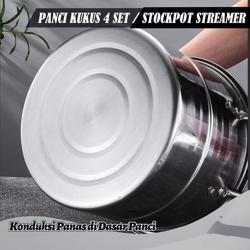 LittlepolkadotBmw Original Pot Steamer 4 Set/ Panci Kukus 4 Set/Panci Dandang Stainless Steel/Stock 
