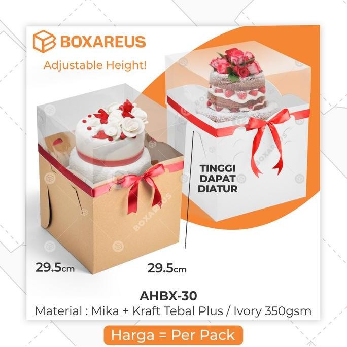 

Cake Box Tinggi Dus Mika Kue Kemasan Kotak Packaging | AHBX 30 Brown Pita