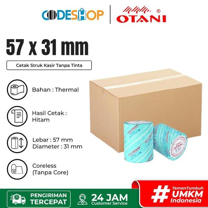 

NEW 1 DUS Kertas Thermal Otani 57 x 31 mm Roll Printer Struk Kasir 58mm