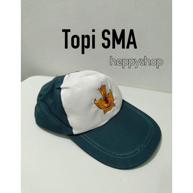 ] Topi Sekolah SMA, Topi SMA, Topi Abu Abu Putih