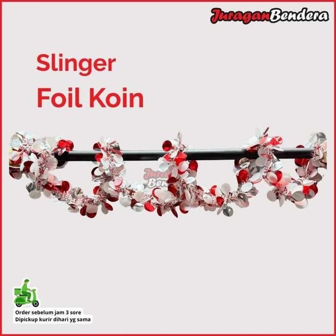 ```````] Slinger Foil Koin | Rumbai Dekorasi Hiasan Kemerdekaan HUT RI | Dekorasi Pesta Gantung