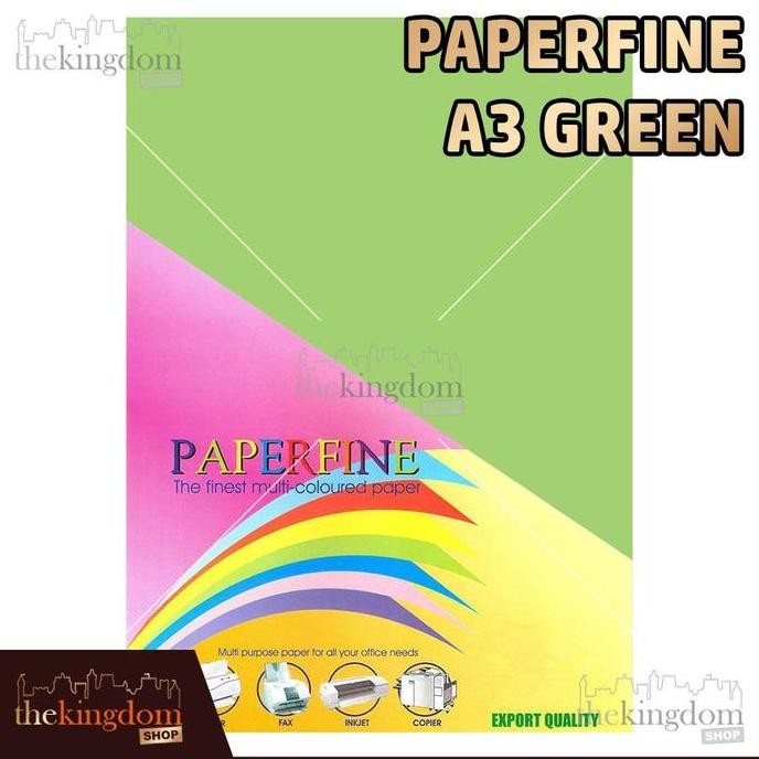 

TERMURAH - Paperfine Kertas HVS Warna A3 Green Hijau Ijo / Isi 500 Lembar 190