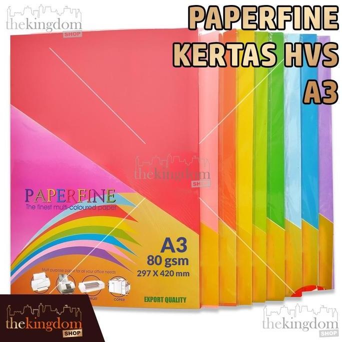 

TERBARU - Paperfine Kertas HVS Warna A3 Paper Sekolah /500 Stationery
