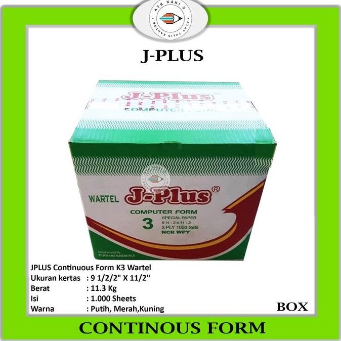 

TERBARU - Continous Form 91/2 x 11/2 3Ply/2 ( K3 Wartel Jplus )/Kertas Komputer