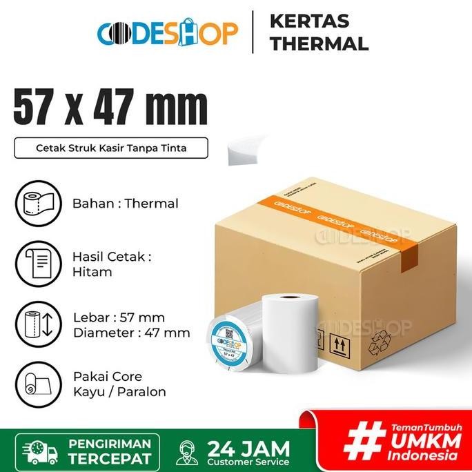 

1 DUS Thermal Paper Roll CODESHOP 58x50 / 57x47 Cetak Struk Kasir
