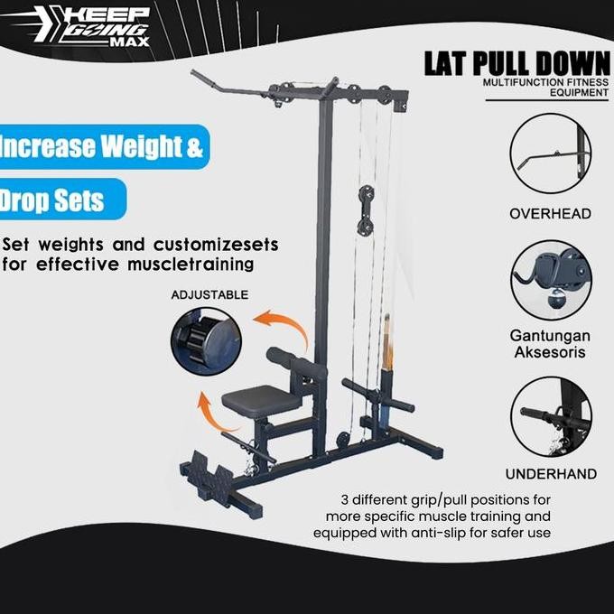 TERLARIS - Lat Pull Down Crossover Rowing Fitness Lat Pull Down Alat Fitness Multifungsi Alat