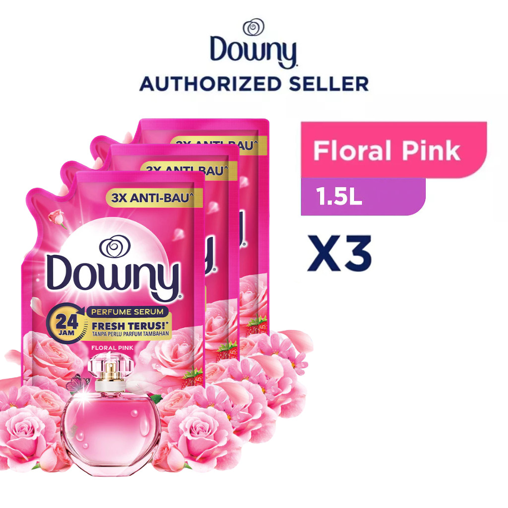 Downy Floral Pink Pewangi Pelembut Pakaian Refill 1.5L - Isi 3