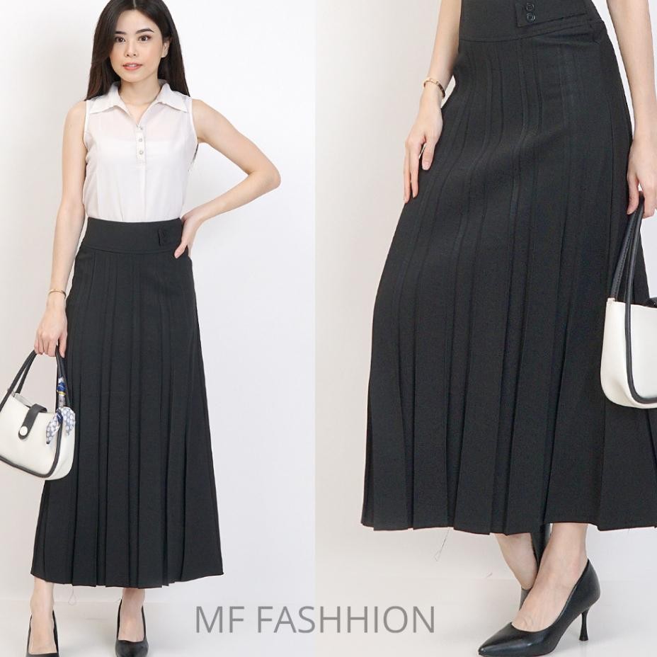 Rok Kerja Kantoran Plisket Rok Guru Rok Kuliah Rok Plisket Hitam