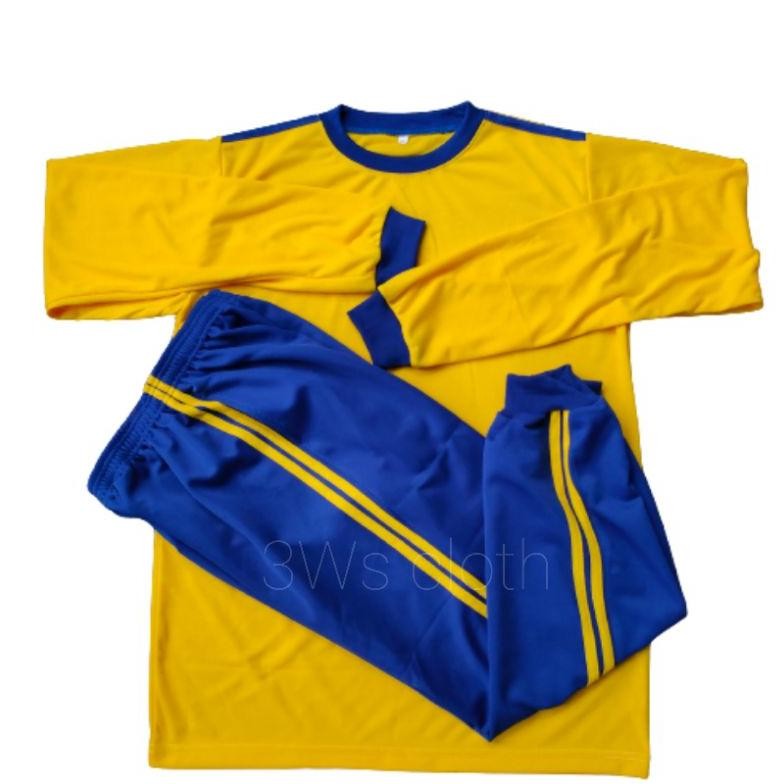 BAJU KAOS OLAHRAGA TK SD| SERAGAM OLAHRAGA TK SD | SETELAN OLAHRAGA TK KUNING BIRU BENHUR PAUD RA TK