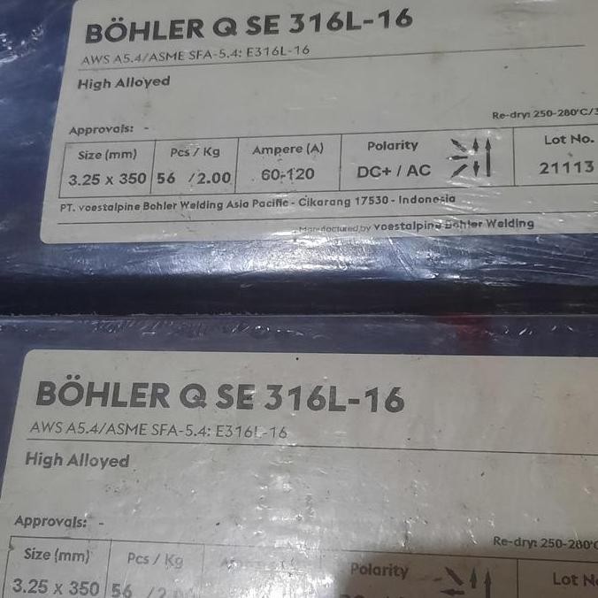 kawat las STAINLESS BOHLER E316L-16 / AWS E316L-16