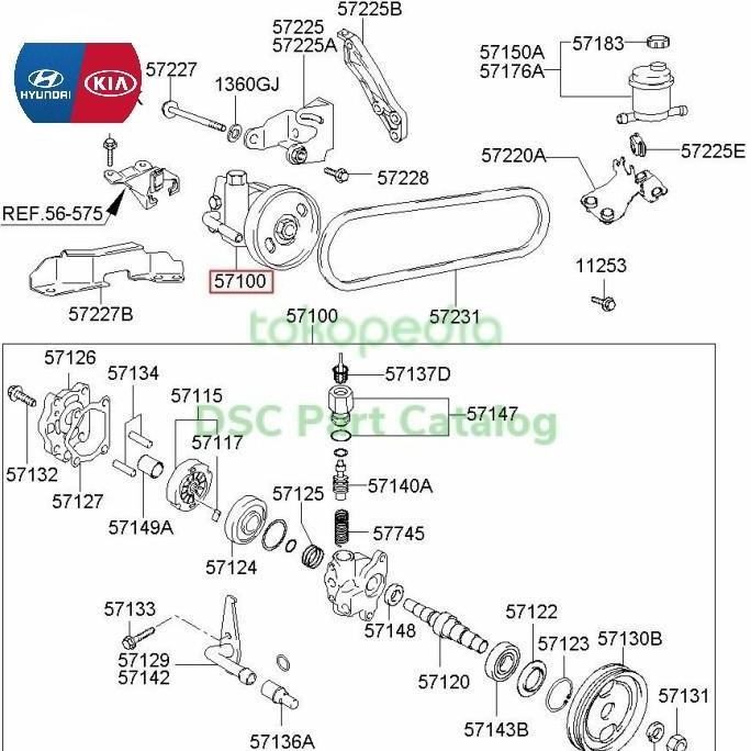 Pompa power steering setir Hyundai Accent Verna Avega