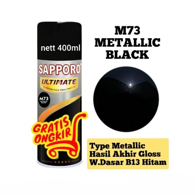 Sapporo Ultimate M73 Metalik Black/hitam metalik/cat semprot/pylox/pilox/pilok/motor/helm/cat duco N