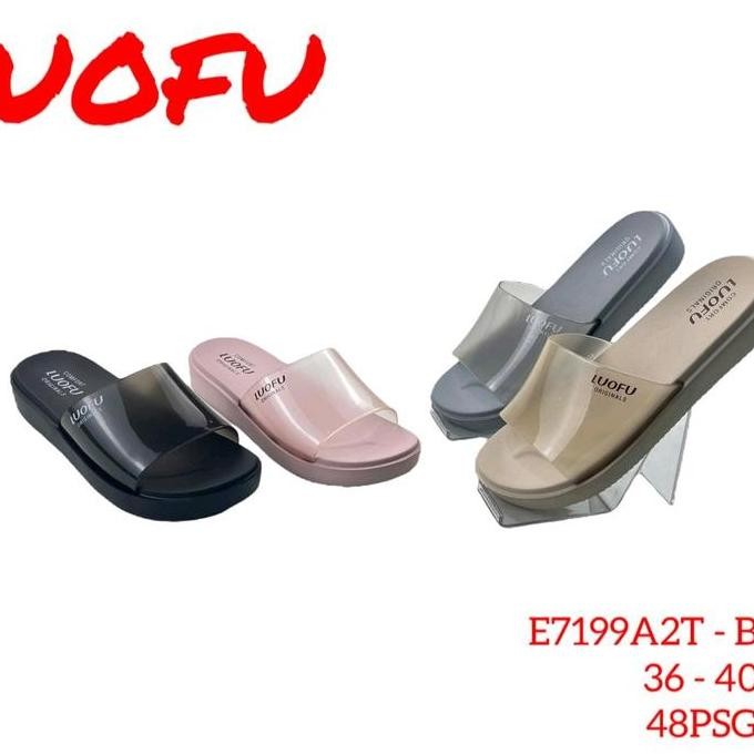 [GAMALIEL] Sendal Wanita Dewasa Luofu Cewek Slop Ringan Transparan E7199A2T Ringan Sandal Karet
