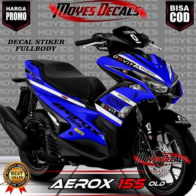Decal Stiker Aerox 155 Old - Leopard Warna Biru Full body