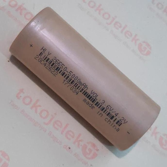 HLY 26650 5000mAh Baterai Li-ion 3.6v Flat Top Non-Protected Original