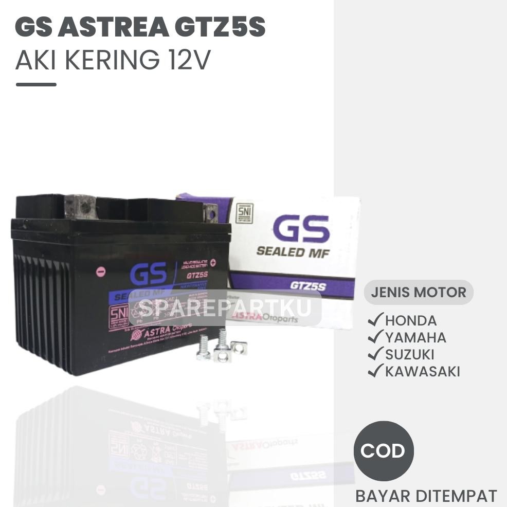 (Promo) Aki Gs Astra Mf Gtzs Semua Jenis Motor / Aki Kering Beat Vario Scoopy Spacy Mio Soul Gt M3 K