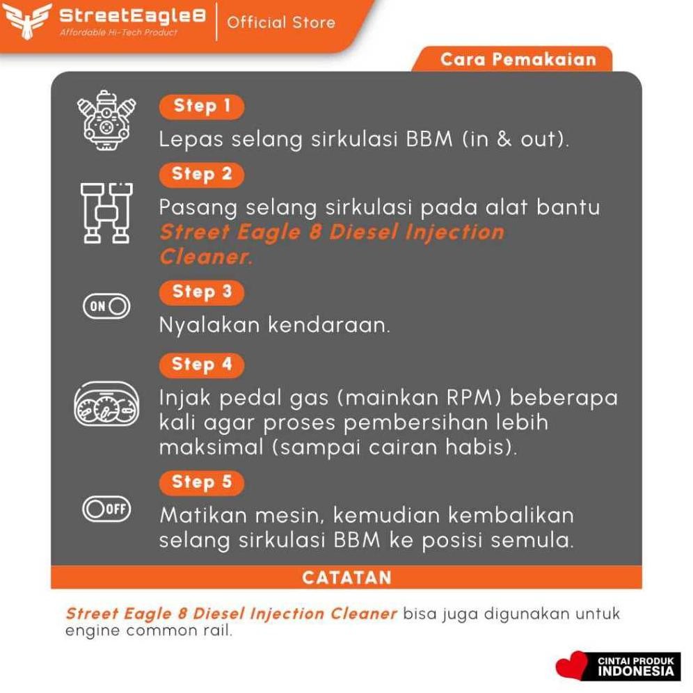 INJEKTOR MOBIL DIESEL / DIESEL INJECTION CLEANER 500ML - STREET EAGLE 8