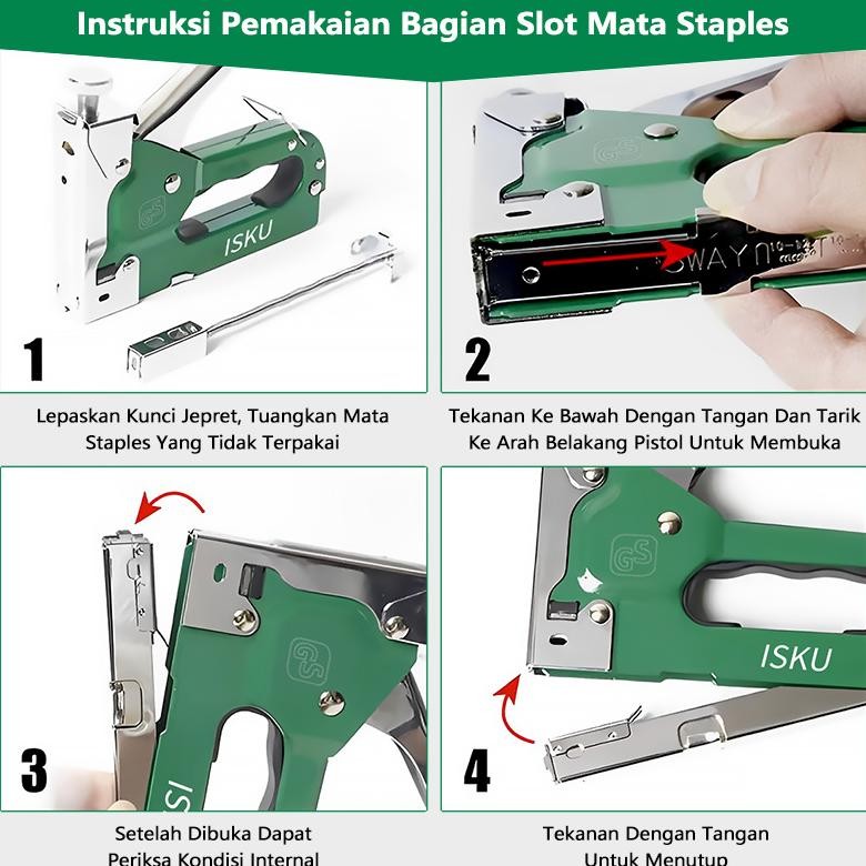 

ISKU Staples tembak jok motor/Stapler tembak kayu gun paku steples tembak 3 in 1 tacker Bisa 3 Jenis Staples