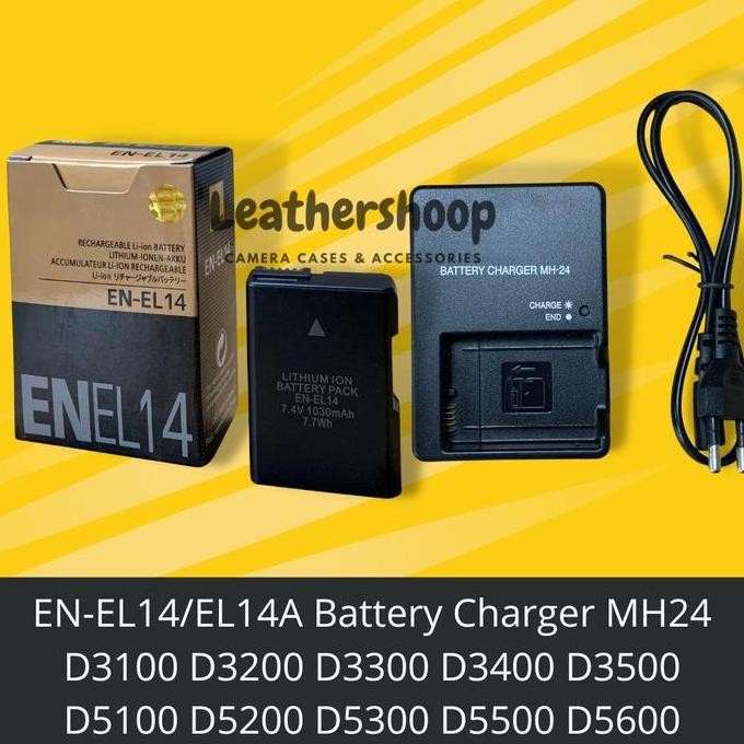 SALE BATERAI EN-EL14 + CHARGER MH-24 FOR NIKON D3100 D3200 D5500 D5600 - BATTERY KIT KAMERA