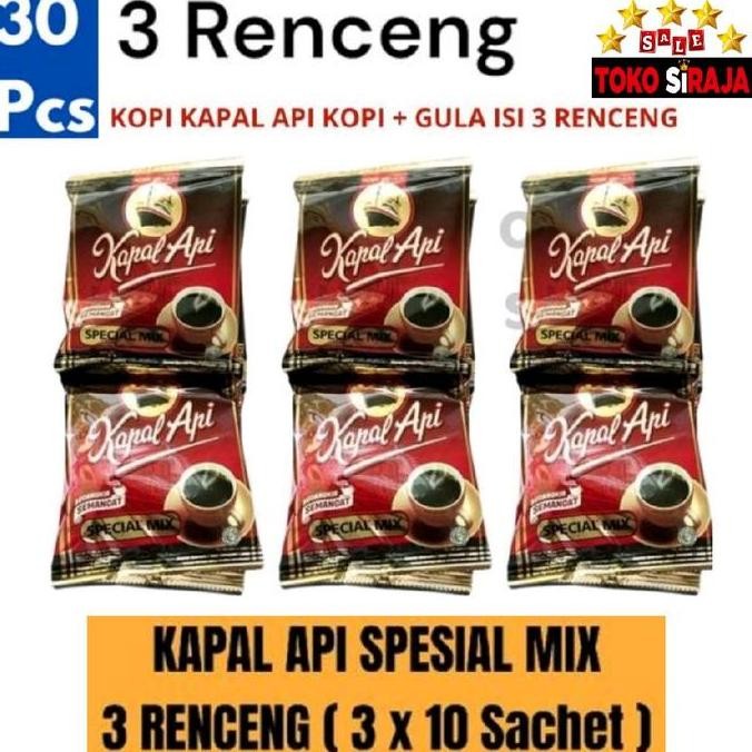 

baru paket 3 renteng kopi kapal api special mix 30 sachet - kopi instan plus gula