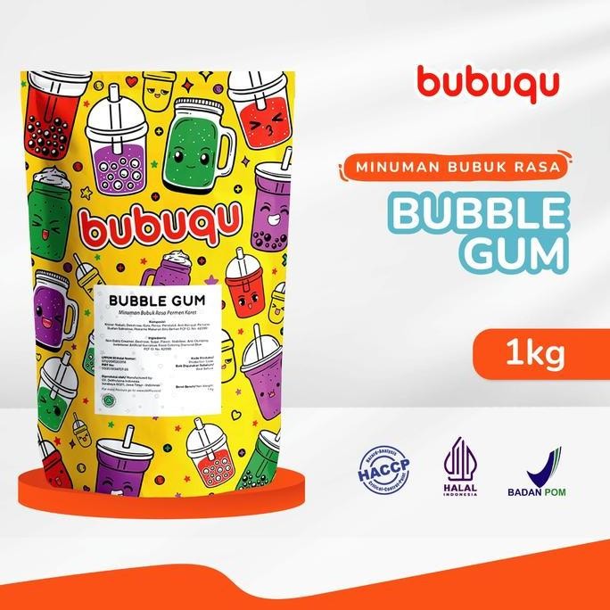 

baru bubuk minuman bubble gum 1kg bubuqu - powder rasa permen karet kekinian