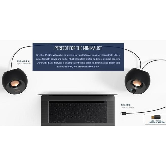 Creative Pebble V3 Bluetooth 5.0 Portable Dual 2.0 Pc Speaker Usb C