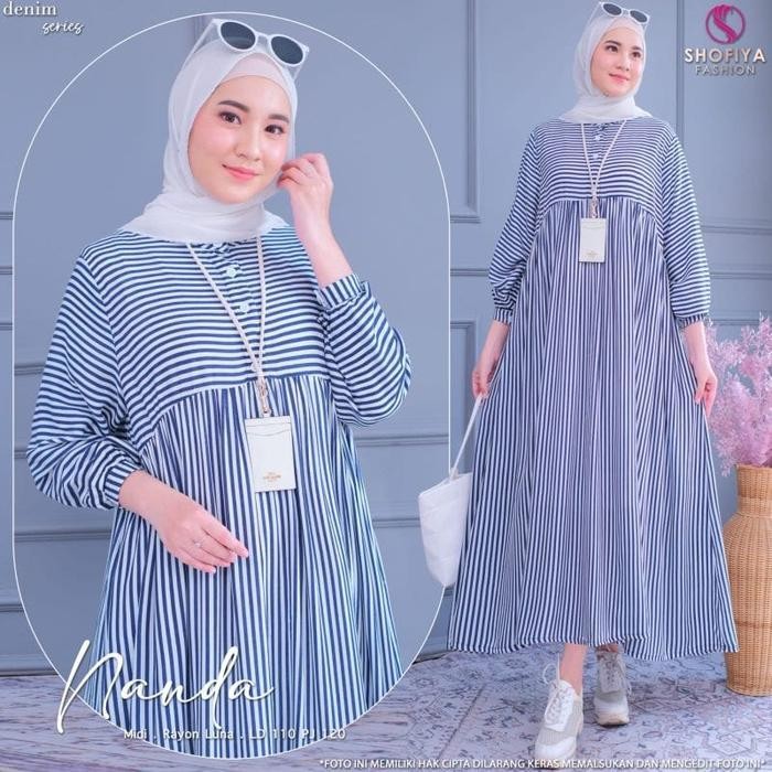 Gki Nanda Gamis Salur Premium Terbaru Gamis Salur Jumbo L Xl Xxl Xxxl Dress Gamis Garis Garis Salur 