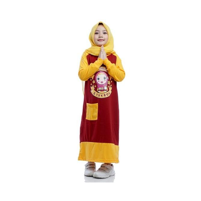 Dungdungkids Gamis Anak Perempuan Kaos Muslim 3 - 9 Tahun terlaris