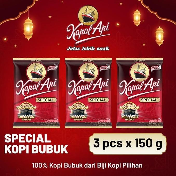 

baru kopi kapal api special 150gr x3 bungkus - kopi bubuk ekonomis