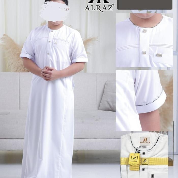 Jubah Gamis Remaja Pria Lengan Pendek + Jubah Al Raz Oblong Hanafi