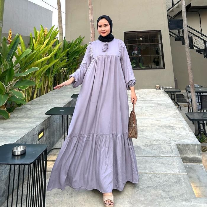 Ef Siena Dress Cantik Lya.Id Busui Friendly Bahan Rayon Twill Bahan Adem Nyaman Gamis Muslim Kekinia