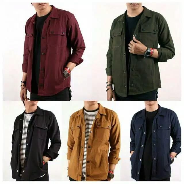 MM jaket Trucker Kemeja semi parka wolv Jaket parka hijau Army Casual Canvas Lembut Nyaman Pria Kere