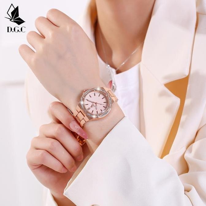 Dgc Jam Tangan Wanita Permata Fashion Mewah Quartz Bulat Santai G94 Gift