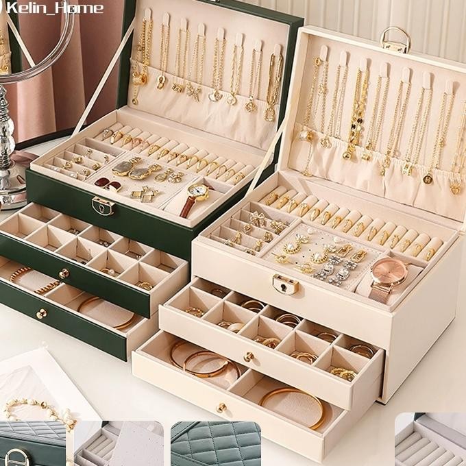 Kotak Perhiasan Jewelry Box Display Penyimpanan Anting Rak Kotak Tempat Perhiasan Kotak Cincin Kalun