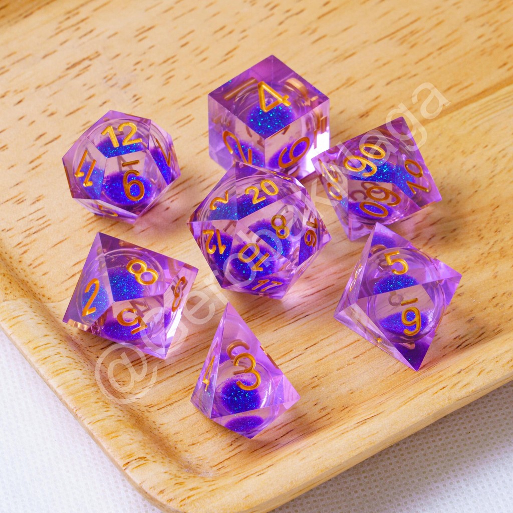 [Ready] Premium High Quality Resin Dice Dadu Dungeon Dragon DND Liquid Core - Liquid Twilight