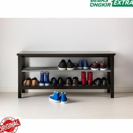 Rak Sepatu Dengan Tempat Duduk Kokoh 108x50cm _Hitam