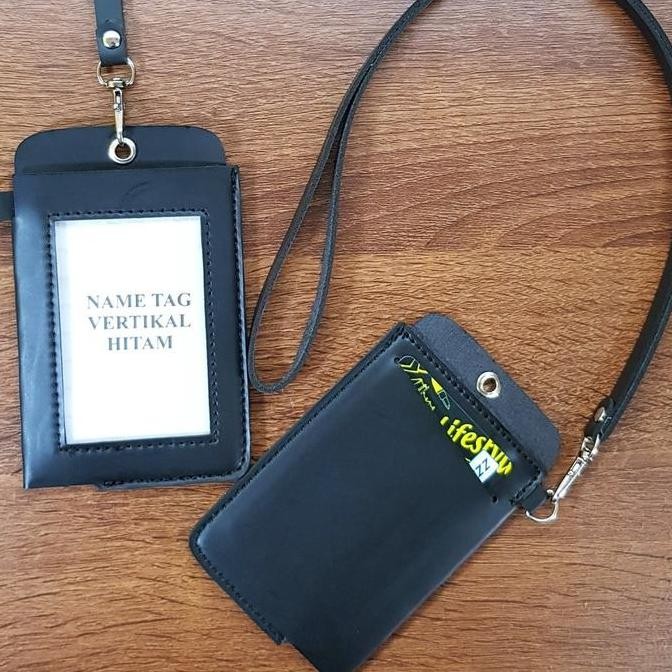

New ID CARD HOLDER KULIT NAME TAG GANTUNGAN NAMA DOMPET KARTU AR40 Kulit PU Polos Dompet Kartu Tali