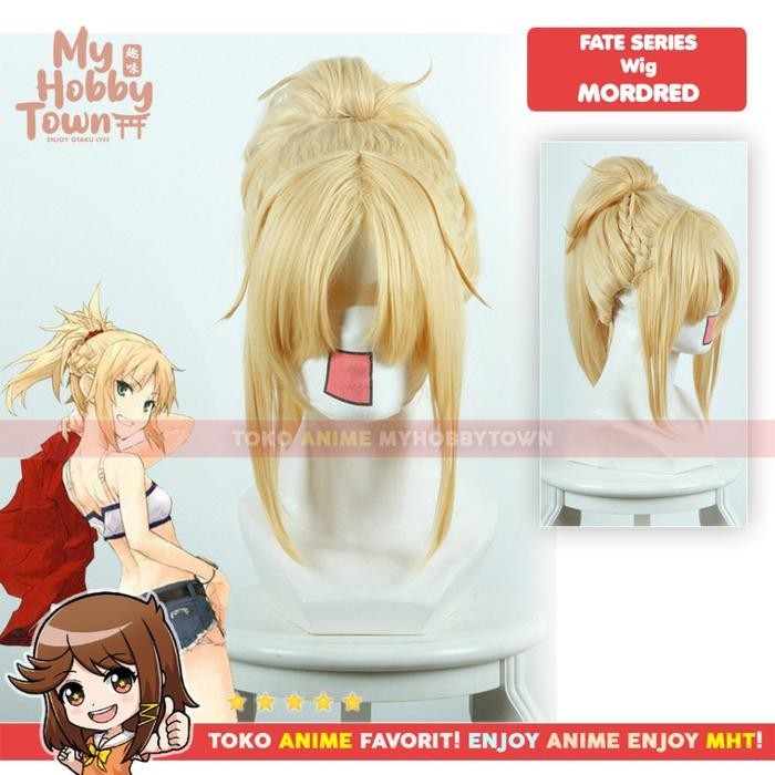 Wig Cosplay Anime Fate Mordred Red Saber Rambut Palsu