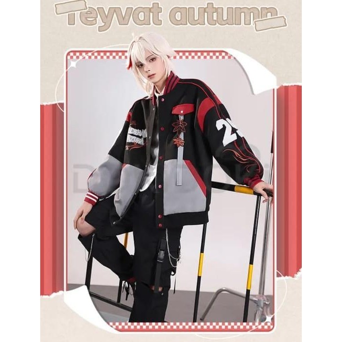 Ac Kazuha Kaedera Genshin Impact Oversize Jacket Casual Cosplayer Hoodie Varsity