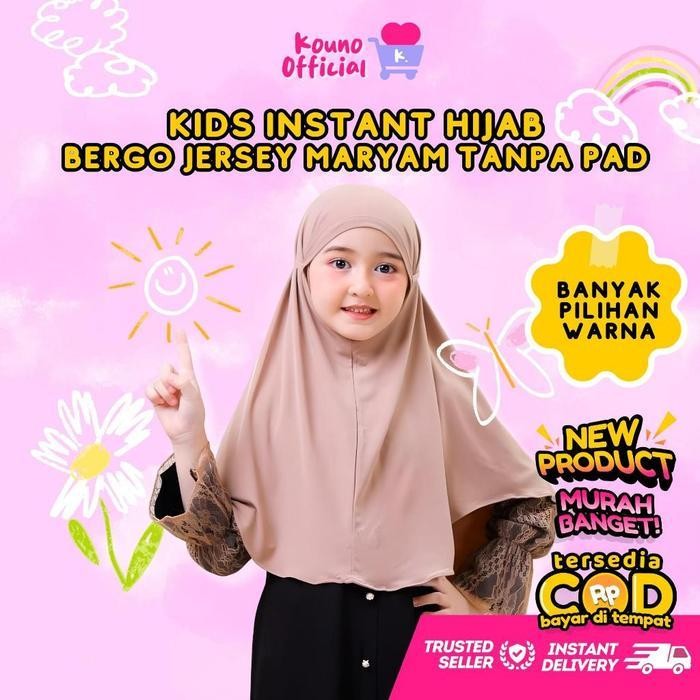 Hijab Bergo Tali Anak Instant Polos | Jilbab / Kerudung / Khimar Panjang Jersey Premium Untuk Balita