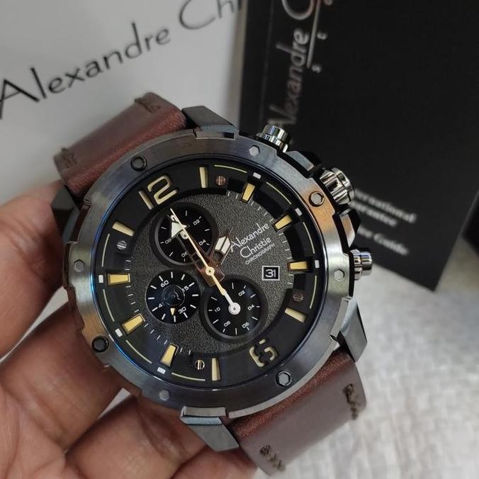 Baru Jam PRIA ORIGINAL Alexandre Christie Ac 6410 Leather Stainless