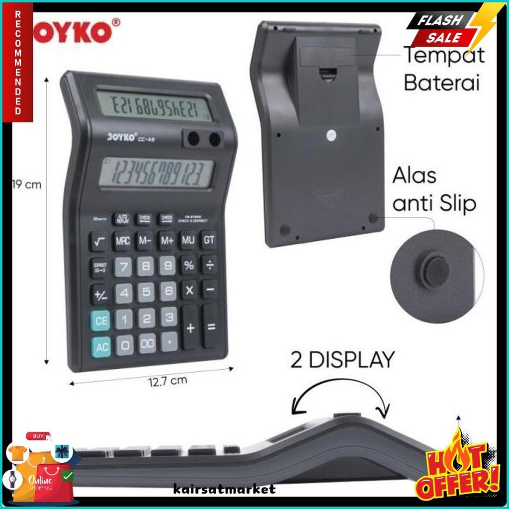 

Kalkulator Dagang 2 Layar Cc 49 Dual Display Calculator 12 Digit Joyko (Gratis Baterai) Terlaris! Produk Ini Banyak Dicari