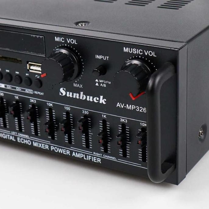 Sunbuck Bluetooth EQ Amplifier Karaoke FM 2000W - AV-MP326BT Bass Equalizer Colokan