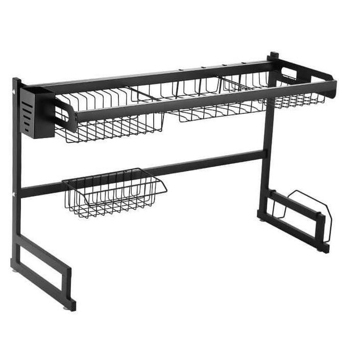 Rak Piring Portable Wastafel 2 Susun 85Cm Rak Dapur Serbaguna Stainles